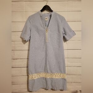 Womans Anne Klein Navy &White Striped Dress Size 6 Beach Coastal  Nautical NWOT